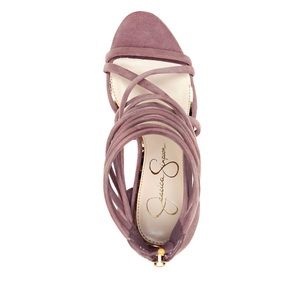 Soft pink suede heels